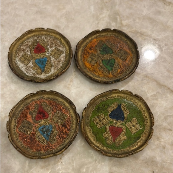 Vintage Florentine Coasters Set of 4 - Picture 1 of 3